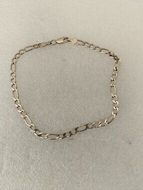Sterling Silver Figaro Link Bracelet 925 Made In Mexico